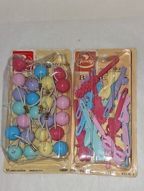 Vintage GOODY Twin Bead Ponytail Holders 12 & 30 Barrettes Nos New